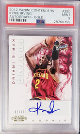 KYRIE IRVING 2012-13 CONTENDERS GOLD ROOKIE AUTOGRAPH AUTO #/10 PSA 9 CELTICS